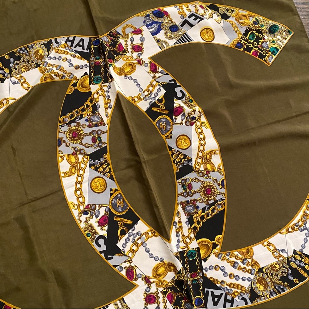 vintage chanel logo scarf